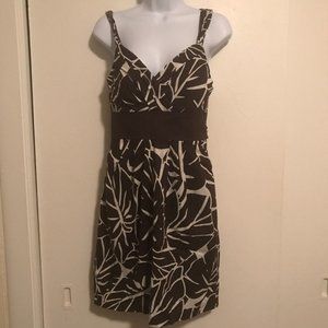 Trixxi Brown and White Wrap Front Belted Dress
